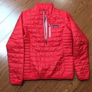 Patagonia nanopuff popover red grey womens medium